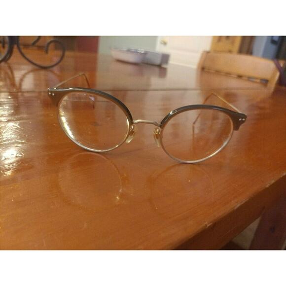 Rare GIORGIO ARMANI Gold Rim Round eyeglasses frames 140 49 29 Italy Black - Picture 1 of 11